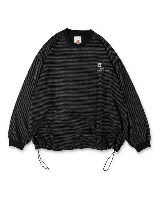 SEE SEE x S.F.C Super Big LS Border Tech Tee W Drawstrings 【Black / White】