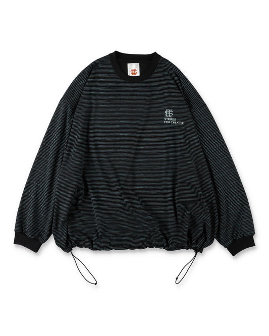 SEE SEE x S.F.C Super Big LS Border Tech Tee W Drawstrings 【Black / T Blue】
