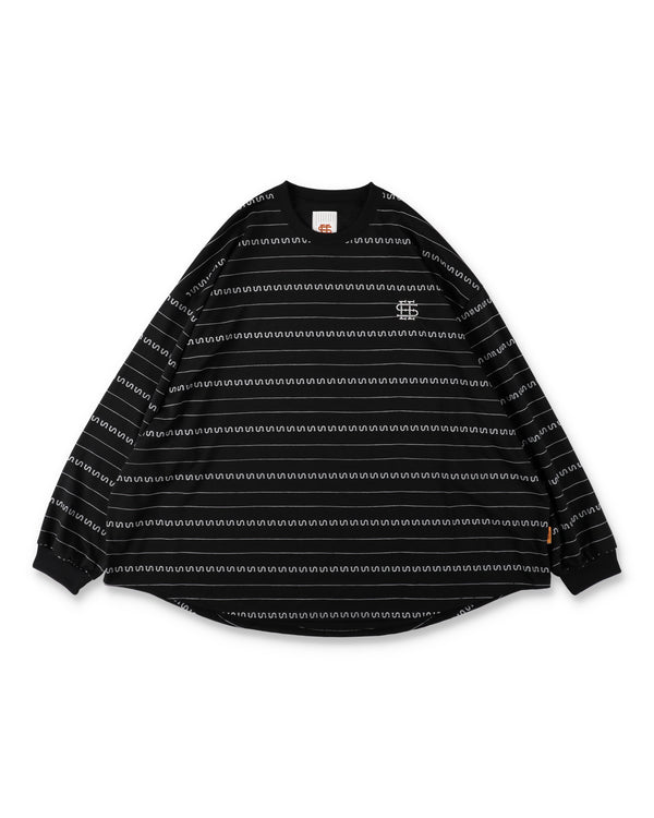 SEE SEE x S.F.C Super Big LS S Border Tech Tee 【Black / White】