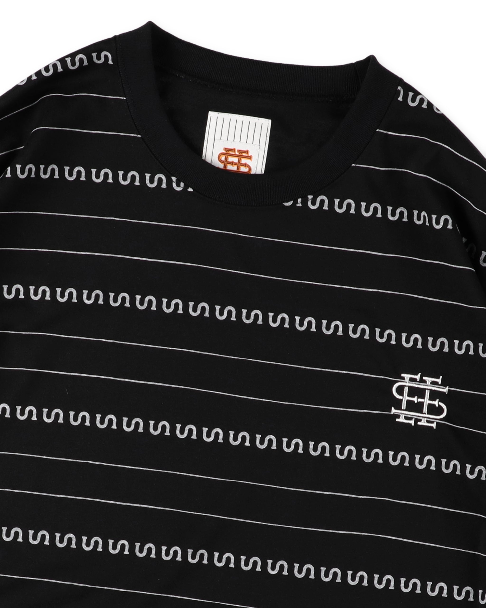 SEE SEE x S.F.C Super Big LS S Border Tech Tee 【Black / White】
