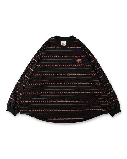 SEE SEE x S.F.C Super Big LS S Border Tech Tee 【Black / Orange】