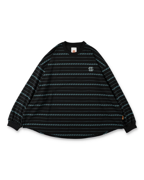 SEE SEE x S.F.C Super Big LS S Border Tech Tee 【Black / T Blue】