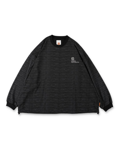 SEE SEE x S.F.C Super Big LS Border Tech Tee W Drawstrings 【Black / White】