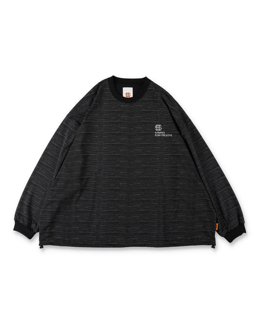 SEE SEE x S.F.C Super Big LS Border Tech Tee W Drawstrings 【Black / White】