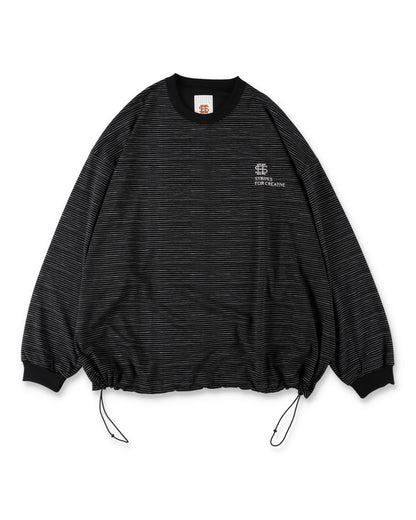 SEE SEE x S.F.C Super Big LS Border Tech Tee W Drawstrings 【Black / White】