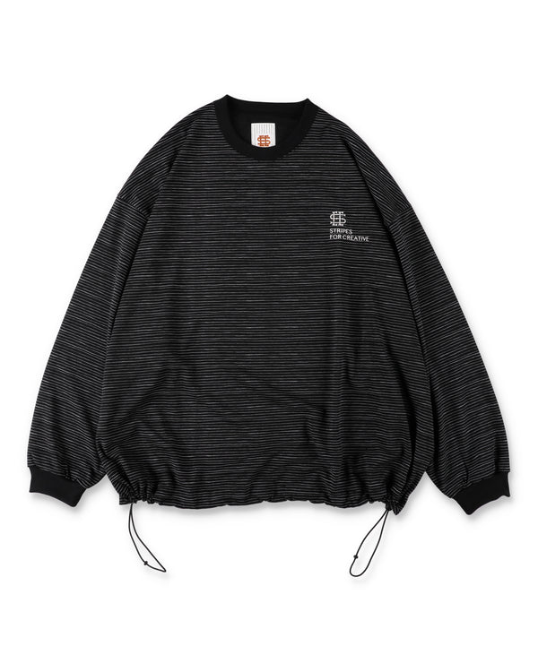 SEE SEE x S.F.C Super Big LS Border Tech Tee W Drawstrings 【Black / White】
