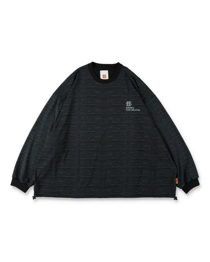 SEE SEE x S.F.C Super Big LS Border Tech Tee W Drawstrings 【Black / T Blue】
