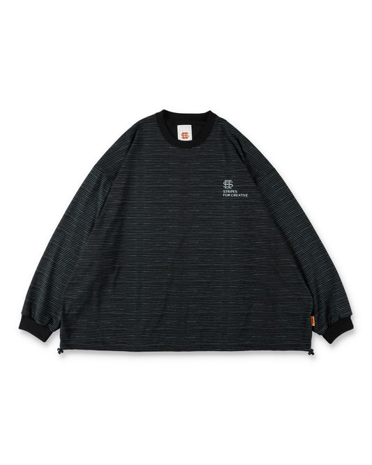 SEE SEE x S.F.C Super Big LS Border Tech Tee W Drawstrings 【Black / T Blue】