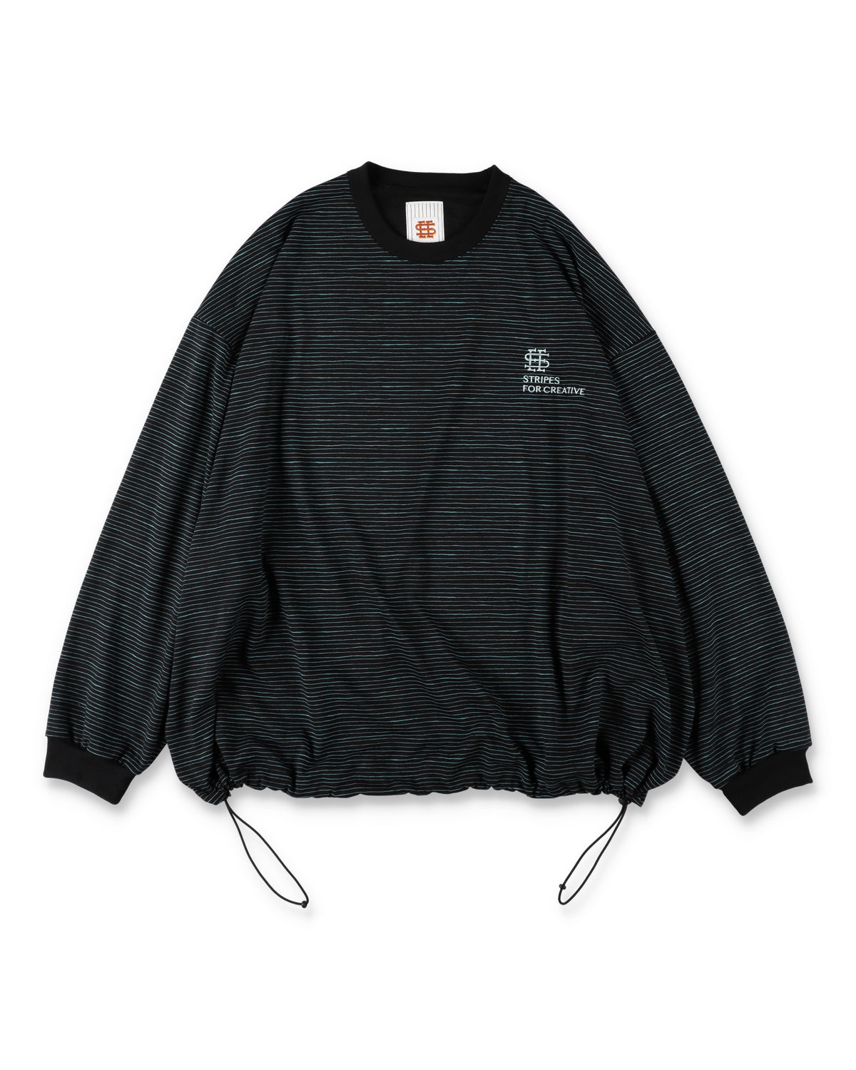 SEE SEE x S.F.C Super Big LS Border Tech Tee W Drawstrings 【Black / T Blue】