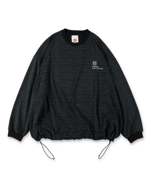 SEE SEE x S.F.C Super Big LS Border Tech Tee W Drawstrings 【Black / T Blue】